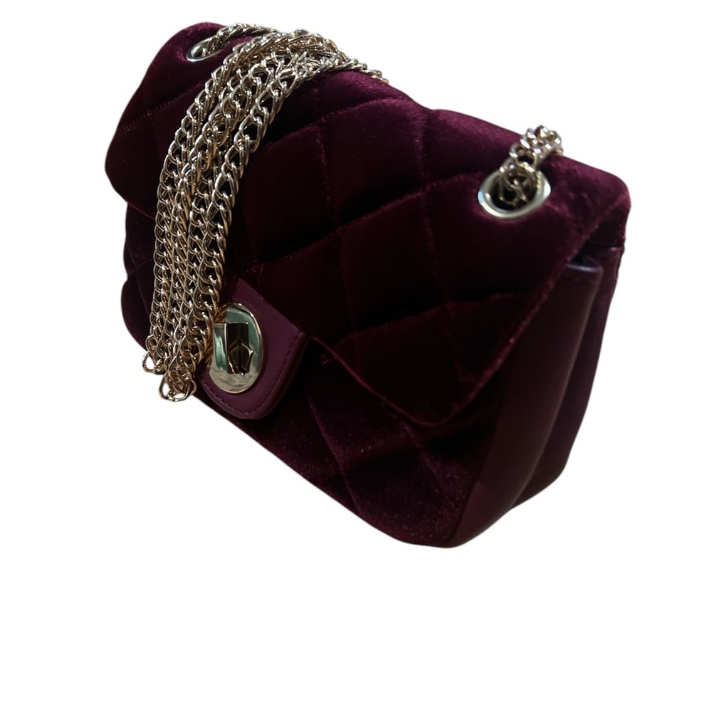 Miss fong Elegant Burgundy Quilted Velvet Bag